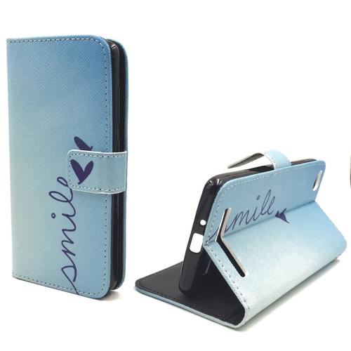  Handyh�lle Tasche + 1 Panzer Schutz Glas f�r Case Handy Xiaomi Redmi 3 Schriftzug Smile Blau