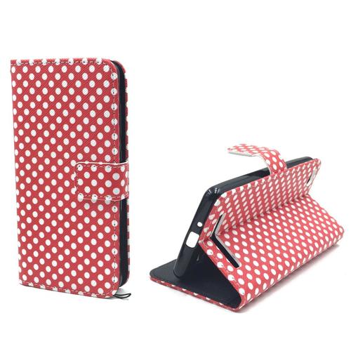  Handyh�lle Tasche + 1 Panzer Schutz Glas f�r Case Handy Xiaomi Redmi 3 Polka Dot Rot