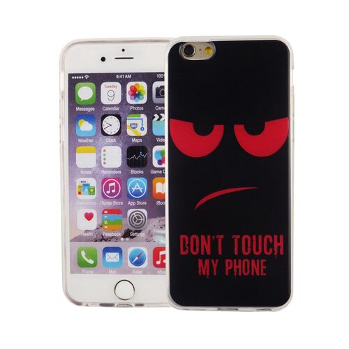  Handy H�lle f�r Apple iPhone 6 / 6s Cover Case Schutz Tasche Motiv Slim TPU + Panzer Schutz Glas 9H Dont Touch my Handy Rot