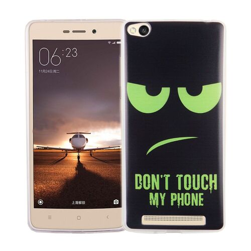  Handy H�lle f�r Xiaomi Redmi 3 Cover Case Schutz Tasche Motiv Slim TPU + Panzer Schutz Glas 9H Dont Touch my Handy Gr�n