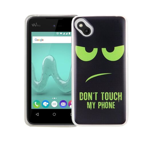  Handy H�lle f�r Wiko Sunny Cover Case Schutz Tasche Motiv Slim TPU + Panzer Schutz Glas 9H Dont Touch my Handy Gr�n