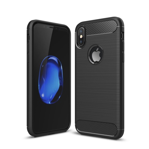 Apple iPhone XS Cover TPU Case Silikon Schutz-H�lle Handy Bumper Carbon Optik Schwarz