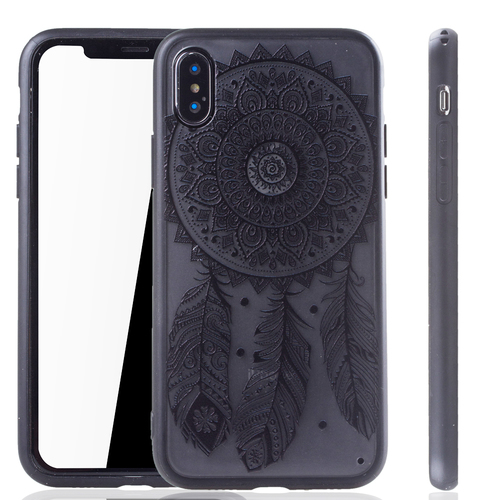 Handy H�lle Mandala f�r Apple iPhone XS Design Case Schutzh�lle Motiv Traumf�nger Cover Tasche Bumper Schwarz