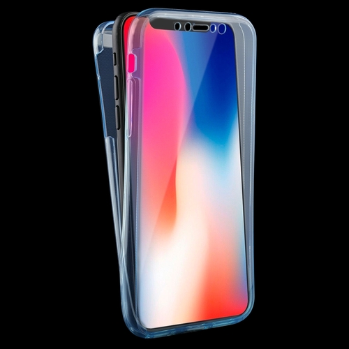 Crystal Case H�lle f�r Apple iPhone XS Blau Rahmen Full Body