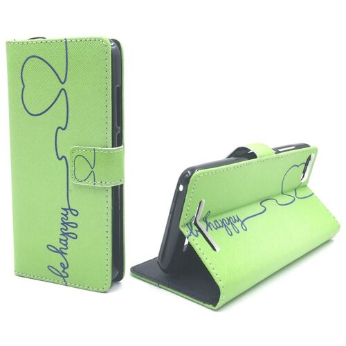  Handyh�lle Tasche f�r Case Handy Wiko Lenny 3 Be Happy Gr�n