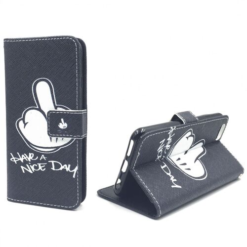  Handyh�lle Tasche f�r Case Handy Apple iPhone 6 / 6s Have A Nice Day Schwarz