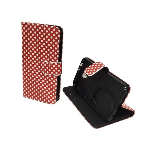  Handyh�lle Tasche f�r Case Handy Vodafone Smart Prime 7 Polka Dot Rot