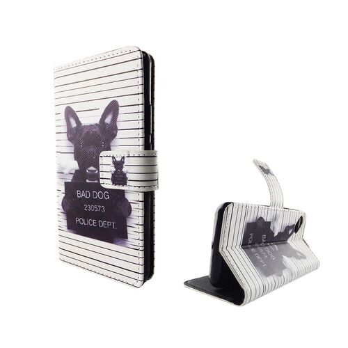  Handyh�lle Tasche f�r Case Handy Wiko Sunny B�ser Hund Wei�