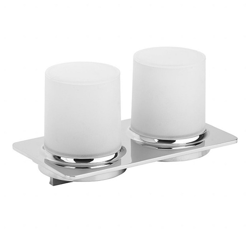 BORGANIC Seifenspender doppelt Kunststoff Chrom poliert 200x115x100 mm, 200 ml f�r Bad & K�che >> zum Bohren