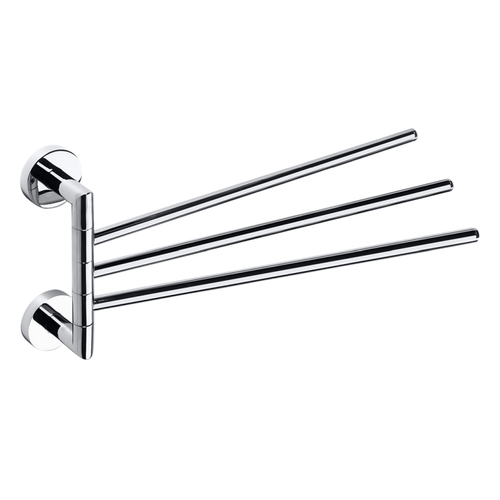 BOMEGA Handtuchhalter 3 Fach schwenkbar Messing Chrom poliert 450x195x55 mm f�r Bad & K�che >> zum Bohren oder Kleben
