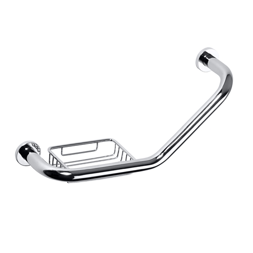 BOMEGA Wannengriff mit Seifenkorb Messing Chrom poliert 400x200x130 mm f�r Bad & WC >> zum Bohren