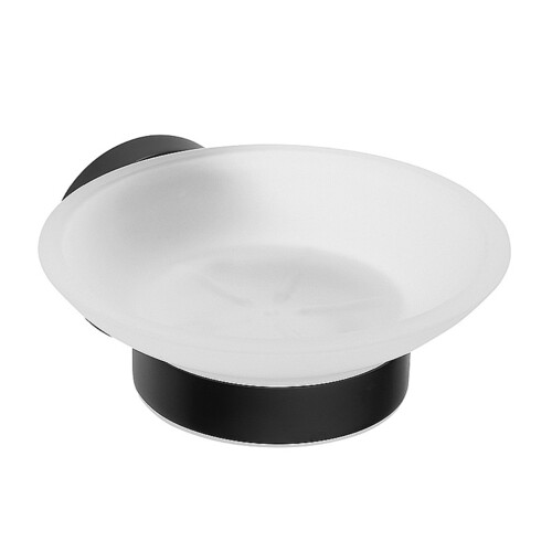 BARK Seifenablage mit Glasschale Messing Schwarz 110x55x129 mm f�r Bad & K�che >> zum Bohren oder Kleben