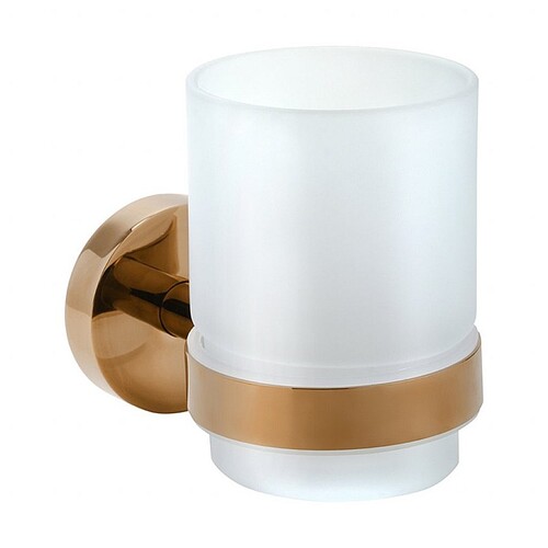 BORAL Glashalter mit Glas Messing MIlchglas Gold Kupfer poliert 70x95x105 mm f�r Bad & K�che >> zum Bohren oder Kleben