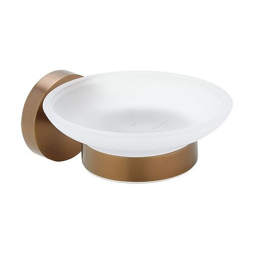 BAMBER Seifenablage mit Glasschale Messing Milchglas Gold Kupfer matt 110x55x105 mm f�r Bad & K�che >> zum Bohren oder Kleben