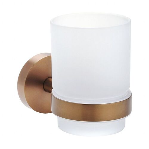 BAMBER Glashalter mit Glas Messing MIlchglas Gold Kupfer matt 70x95x105 mm f�r Bad & K�che >> zum Bohren oder Kleben