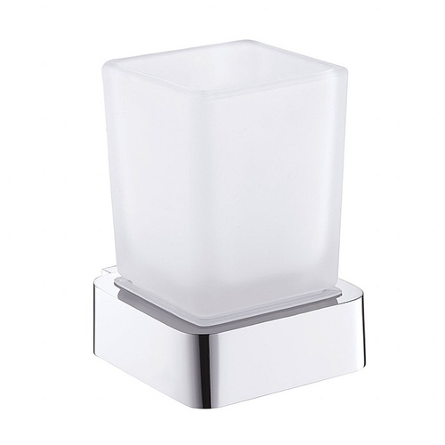 BOLO Zahnb�rstenhalter Messing Glas Chrom poliert 75x101x91 mm f�r Bad & K�che >> zum Bohren