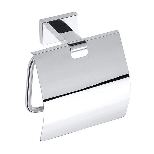 BASA Papierrollenhalter mit Deckel Messing Chrom 125x125x65 mm f�r Bad & WC >> zum Bohren