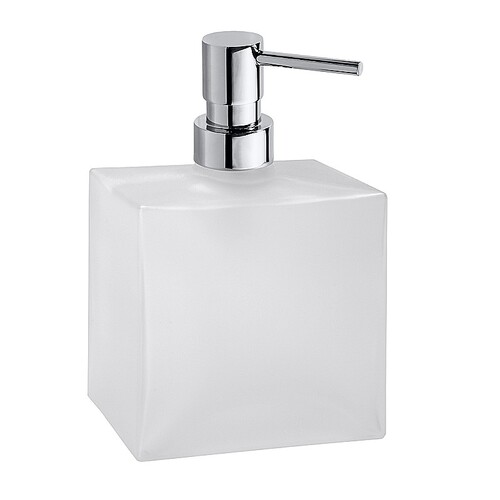 BASA Glasseifenspender Messing Milchglas Chrom 105x160x90 mm, 230 ml f�r Bad & K�che >> freistehend anwendbar