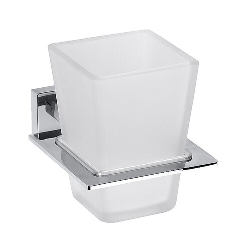 BASA Glashalter mit Glas Messing Milchglas Chrom 85x100x120 mm f�r Bad & WC >> zum Bohren