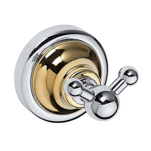 BETRO GOLD Doppelkleiderhaken Messing Gold Chrom 65x65x65 mm f�r Bad & K�che >> zum Bohren