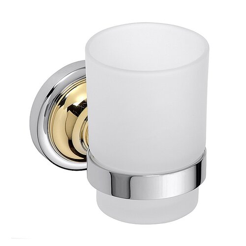 BETRO GOLD Glashalter mit Glas Messing Gold Chrom Glas 70x95x115 mm f�r Bad & K�che >> zum Bohren