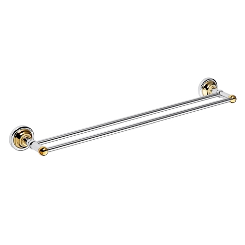BETRO GOLD Doppelhandtuchhalter Messing Gold Chrom 665x65x120 mm f�r Bad & WC >> zum Bohren
