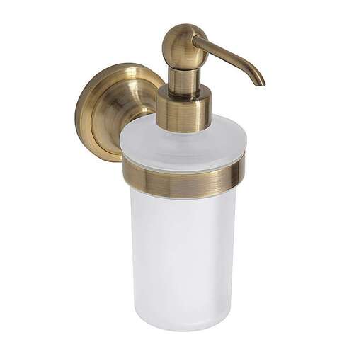 BETRO BRONZE Seifenspender Messing Glas Bronze 80x190x120 mm, 230 ml f�r Bad & K�che >> zum Bohren