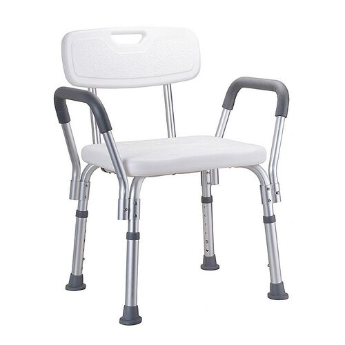 BELP Duschsitz mit R�cken- und Armlehne Aluminium Kunststoff Wei� 560x660-830x495 mm, 150 kg Traglast f�r Bad & WC >> Freistehend anwendbar