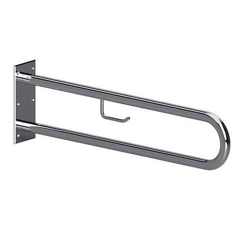 BELP St�tzgriff in U-Form Edelstahl poliert mit Toilettenpapierhalter 100x250x616 mm, 120 kg Traglast f�r Bad & WC >> zum Bohren