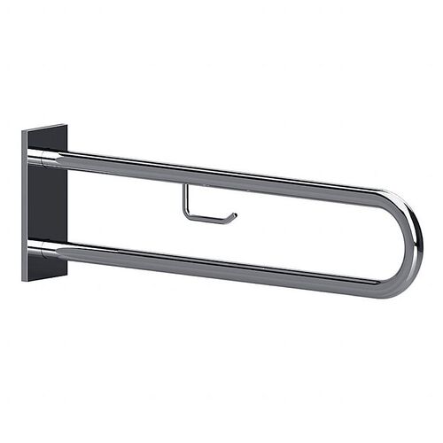 BELP St�tzgriff in U-Form Edelstahl poliert mit Abdeckung mit Toilettenpapierhalter 100x250x916 mm, 120 kg Traglast f�r Bad & WC >> zum Bohren