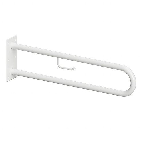 BELP St�tzgriff in U-Form Eisen Wei� mit Toilettenpapierhalter 100x250x916 mm, 120 kg Traglast f�r Bad & WC >> zum Bohren