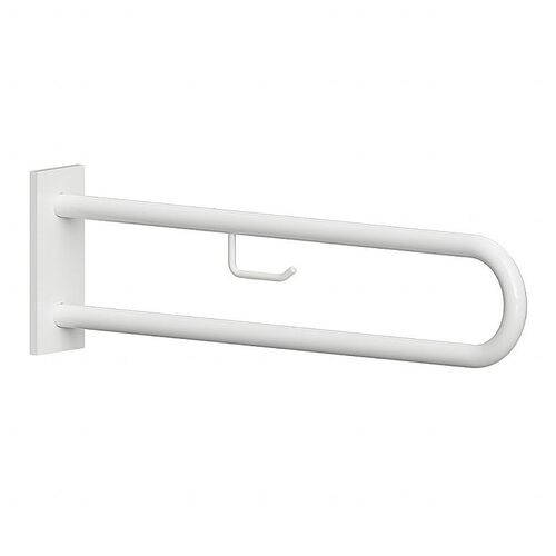 BELP St�tzgriff in U-Form Eisen Wei� mit Abdeckung mit Toilettenpapierhalter 103x253x916 mm, 120 kg Traglast f�r Bad & WC >> zum Bohren