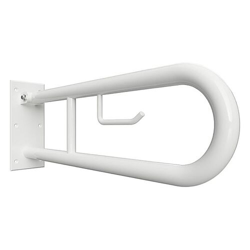 BELP St�tzklappgriff in U-Form mit Toilettenpapierhalter Eisen Wei� 100x250x629 mm, 120 kg Traglast f�r Bad & WC >> zum Bohren