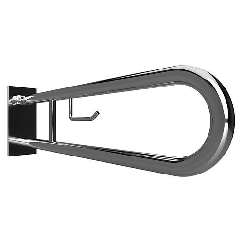 BELP St�tzklappgriff in U-Form mit Toilettenpapierhalter Edelstahl poliert mit Abdeckung 100x250x766 mm, 120 kg Traglast f�r Bad & WC >> zum Bohren