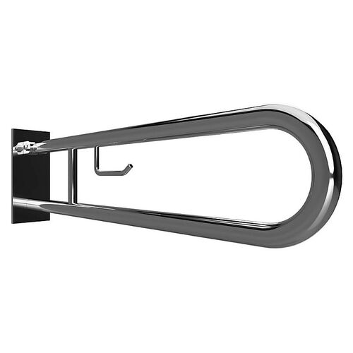 BELP St�tzklappgriff in U-Form mit Toilettenpapierhalter Edelstahl poliert mit Abdeckung 100x250x866 mm, 120 kg Traglast f�r Bad & WC >> zum Bohren