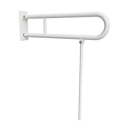 BELP St�tzklappgriff in U-Form mit Standfu� Eisen Wei� 100x800x766 mm, 120 kg Traglast f�r Bad & WC >> zum Bohren
