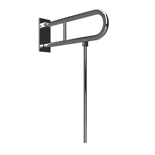 BELP St�tzklappgriff in U-Form mit Standfu� Edelstahl poliert mit Abdeckung 100x800x866 mm, 120 kg Traglast f�r Bad & WC >> zum Bohren