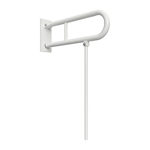 BELP St�tzklappgriff in U-Form mit Standfu� Eisen Wei� mit Abdeckung 100x800x866 mm, 120 kg Traglast f�r Bad & WC >> zum Bohren