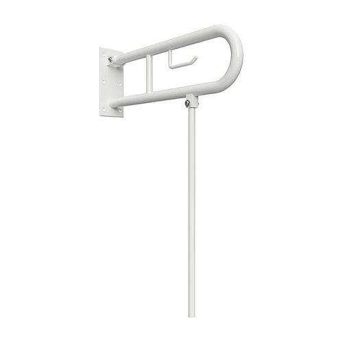 BELP St�tzklappgriff in U-Form mit Standfu� & Toliettenpapierhalter Eisen Wei� 100x800x616 mm, 120 kg Traglast f�r Bad & WC >> zum Bohren