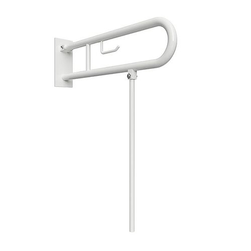 BELP St�tzklappgriff in U-Form mit Standfu� & Toliettenpapierhalter Eisen Wei� mit Abdeckung 100x800x766 mm, 120 kg Traglast f�r Bad & WC >> zum Bohren