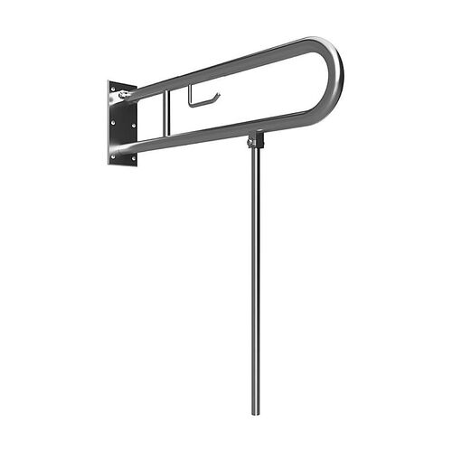 BELP St�tzklappgriff in U-Form mit Standfu� & Toilettenpapierhalter Edelstahl geb�rstet 100x800x829 mm, 120 kg Traglast f�r Bad & WC >> zum Bohren