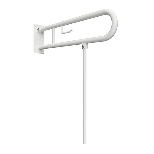 BELP St�tzklappgriff in U-Form mit Standfu� & Toliettenpapierhalter Eisen Wei� 100x800x829 mm, 120 kg Traglast f�r Bad & WC >> zum Bohren