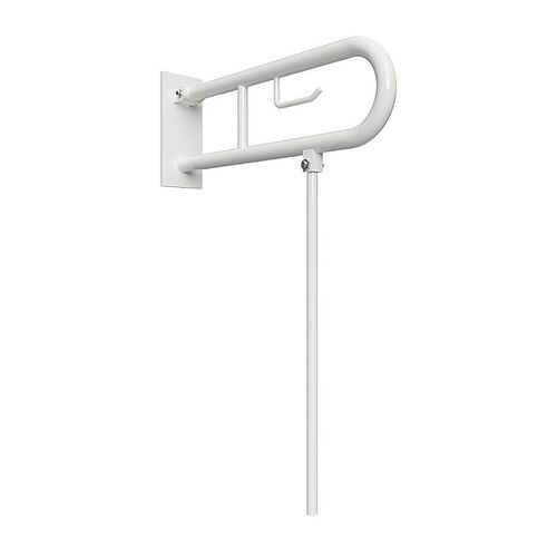 BELP St�tzklappgriff in U-Form mit Standfu� & Toliettenpapierhalter Eisen Wei� mit Abdeckung 100x800x866 mm, 120 kg Traglast f�r Bad & WC >> zum Bohren