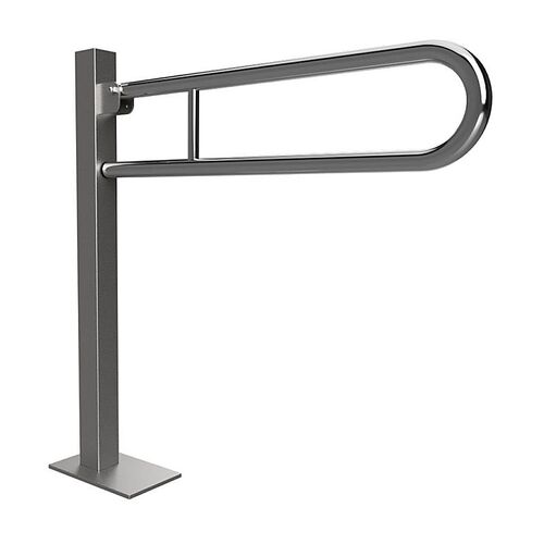 BELP St�tzklappgriff in U-Form Bodenmontage Edelstahl poliert mit Abdeckung 153x870x875 mm, 120 kg Traglast f�r Bad & WC >> zum Bohren