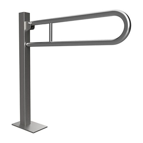 BELP St�tzklappgriff in U-Form Bodenmontage Edelstahl geb�rstet mit Abdeckung 153x870x875 mm, 120 kg Traglast f�r Bad & WC >> zum Bohren