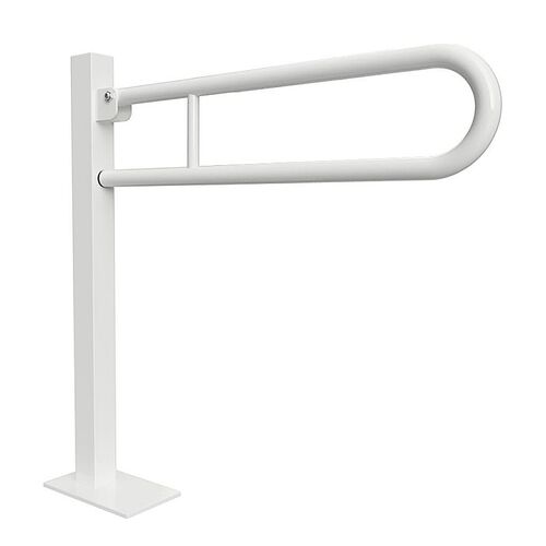 BELP St�tzklappgriff in U-Form Bodenmontage Eisen Wei� mit Abdeckung 153x870x875 mm, 120 kg Traglast f�r Bad & WC >> zum Bohren