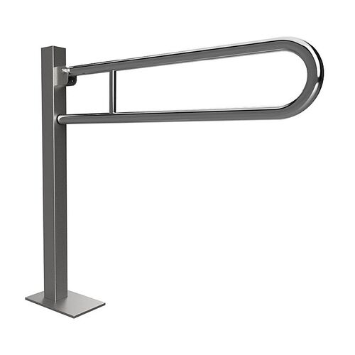 BELP St�tzklappgriff in U-Form Bodenmontage Edelstahl poliert mit Abdeckung 153x870x933 mm, 120 kg Traglast f�r Bad & WC >> zum Bohren