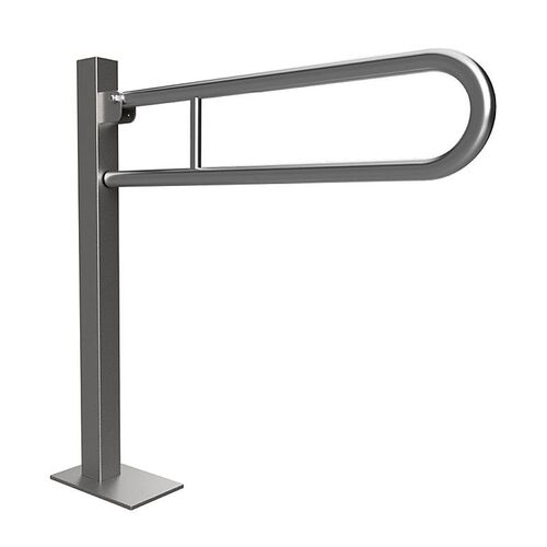 BELP St�tzklappgriff in U-Form Bodenmontage Edelstahl geb�rstet mit Abdeckung 153x870x933 mm, 120 kg Traglast f�r Bad & WC >> zum Bohren