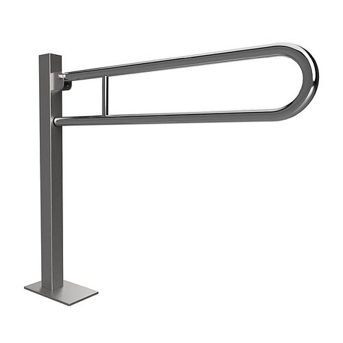 BELP St�tzklappgriff in U-Form Bodenmontage Edelstahl poliert mit Abdeckung 153x870x975 mm, 120 kg Traglast f�r Bad & WC >> zum Bohren