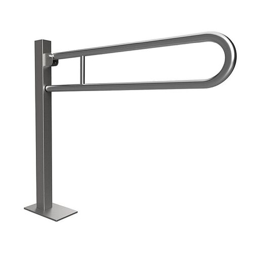 BELP St�tzklappgriff in U-Form Bodenmontage Edelstahl geb�rstet mit Abdeckung 153x870x975 mm, 120 kg Traglast f�r Bad & WC >> zum Bohren